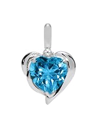 2.39 Ct Blue Topaz Heart Shape 14K White Gold Pendant