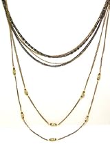 Rush Collection Bronze and Black Plated Multi-Chain Layering Necklace With CZ Crystals