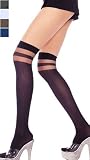 Opaque Over-the-Knee High w/ Double Sheer Band