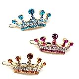 PURELY CHARMING 18KGP Barrette /Hair Clip with Handset Swarovski Crystal - Crown / Blue Sapphire