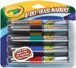 Crayola Dry Erase Markers 8/Pkg Orange Black Green Blue and Red 98-8628; 2 Items/Order