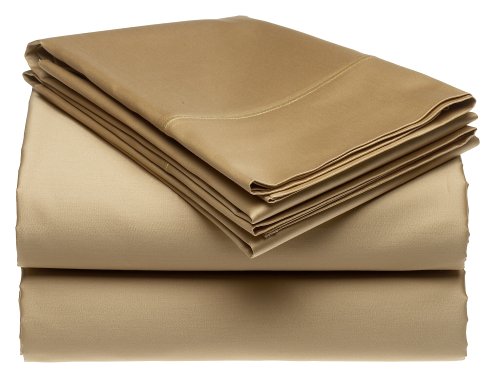 Renaissance 600 Thread Count 100% Cotton Sateen Queen Sheet Set, Cafe
