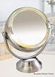 Fluorescent Lighted 8X to 1X Swivel Mirror in Brushed Nickel