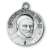 Sterling Silver Saint Vincent de Paul Medal and 18-inch Chain