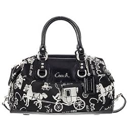Coach Signature Horse Carriage Large Ashley Sabrina Satchel Bag Purse Tote 15653 Black