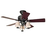 Hunter Ceiling Fans 20458 Alcove II Fan - Iron Light Kit Small Room Indoor Fan 44 Blade Span