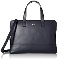 Knomo Luggage Mayfair Leather Reeves Slim Brief 14-Inch, Navy, One Size
