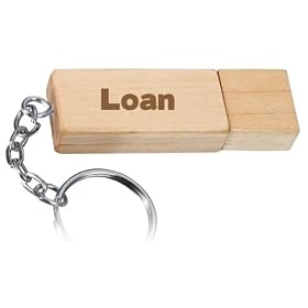 Engraved Wooden USB Flash Drive 8 GB with chain - Engraved name Loan