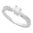14K White Gold Diamond Engagement Ring - 0.42 Ct.