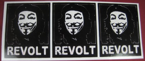 masks guy fawkes:Anonymous Che Guevara Guy Fawkes mask REVOLT Bumper sticker