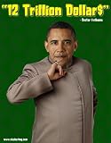 Dr. Evilbama "12 Trillion Dollars" deficit anti obama bumper sticker