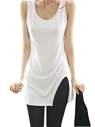 (ライムガーデン) Lime Garden タンクトップ ロング丈 スリム スリット入り サイドカット ラウンドネック インナー シンプル ゆるテロ レイヤード