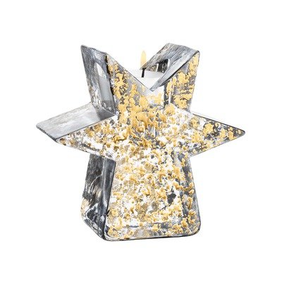 Kosta Boda Glimmer Candlestick/Votive Star Gold