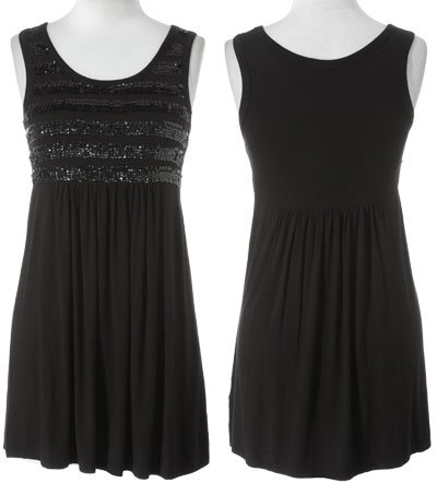 ROMEO & JULIET Sequin Striped Jersey Babydoll Dress