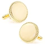 14K Gold Plated Rope Border Engravable Cufflinks