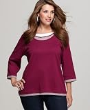 Style&co. Plus Size Top, Three Quarter Sleeve Striped Layered Look