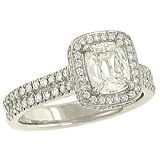 2 Row Pave (.40cttw) Ring with Cushion Cut (.95cttw)