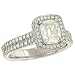 Jewelry : 2 Row Pave (.40cttw) Ring with Cushion Cut (.95cttw)