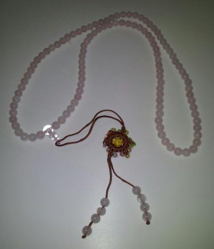 Rose Quartz Mala Mantra Beads 108 Beads 6mm with Wheel of Life in Velvet Pouch Empowered with a Mantra