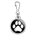 Paw Print Dog Cat White on Black Jacket Handbag Purse Luggage Backpack Zipper Pull Charm