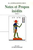 Notes et Propos inédits : Tome 2