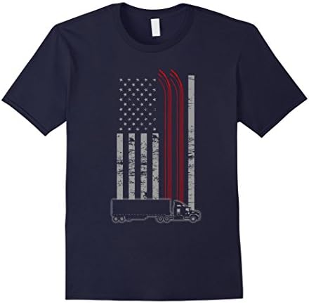 Men's Truck driver American flag - Cool trucking T-shirt 3XL Navy