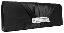Satin Clutch Abendtasche, schwarz