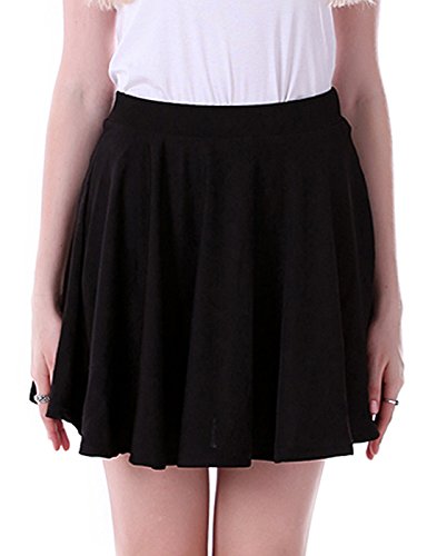 HDE Women's Solid Jersey Knit Flare A Line Pleated Circle Skater Skirt