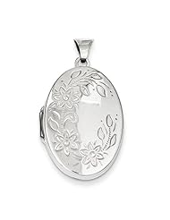 Sterling Silver Floral Oval Locket