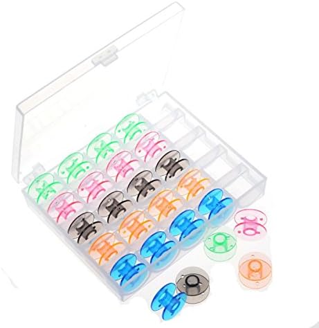 OurLive 25 pcs Plastic Sewing Machine Bobbins Spools Storage Box Case for Brother Janome Singer Elna