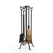 Woodfield Black Wrought Iron 5-piece Fireset with Ring Handles Tool Set for Fireplace