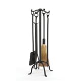 Woodfield Black Wrought Iron 5-piece Fireset with Ring Handles Tool Set for Fireplace