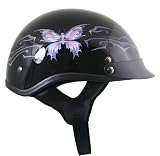 DOT Glossy Black Purple Butterfly Women's Helmet