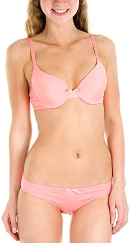 Always a Flirt Juniors Basic Push up Bra and Bikini Briefs (34C/Small, Coral)