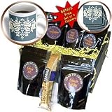 Anne Marie Baugh Single Damask Gray Damask On Steel Blue Background Coffee Gift Baskets... by 3dRose LLC