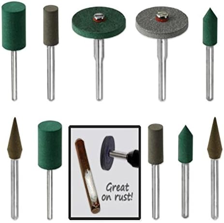 DIKO 18pc Diamond-in-Rubber Emery Polishing Bit Set - Fits Dremel - Metal, Glass, Stone, Tile