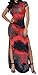 Bigyonger Women's Tie Dye Dress Vintage Short Sleeve Bodycon Cheongsam Dress