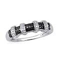 Jewelersclub Accent Genuine Black Diamond Ring in Sterling Silver