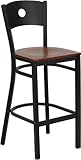 HERCULES™ Series Black Circle Back Metal Restaurant Bar Stool with Cherry ....