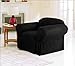 Green Living Group Chezmoi Collection Soft Micro Suede Solid Armchair/Arm-Chair Cover Slipcover with Elastic Band Under Seat Cushion, Black