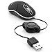 High Def Optical Turbo Compact USB Mouse with Retractable Cord For Desktops, Laptops, Netbooks (Mac and PC) - Easy USB 2.0 Plug-and-Play Setup