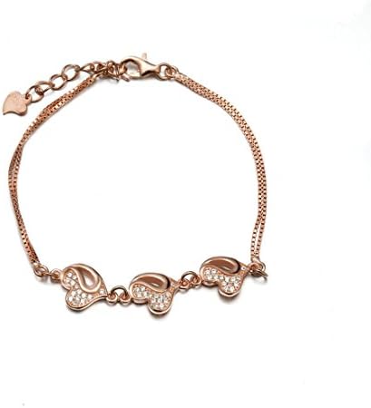 DELIEY® Handmade Engraved Sterling Silver Bracelet,Color Gold