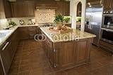 Wallmonkeys Peel and Stick Wall Decals - Modern Kitchen with Brown Tiles. - 72