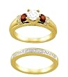 14K Yellow Gold Ruby and Diamond Wedding Set