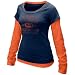 Womens Illinois Fighting Illini Navy Blue-Orange Cross Campus Double Layer Long Sleeve Vintage T-shi
