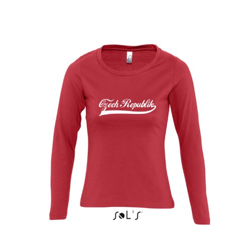 Tschechien Oldschool Czech Republic LÄNDERSHIRT EM / WM FAN Trikot – Damen Langarm Longsleeve T-Shirt S-XL , red – weiß , S