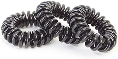 10pcs Plastic Stretchy Elastic Coiled Phone Wire Ponytail Holders Hair Bands/Ties/Cord-Black(we20150017)