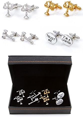 Cufflinks Mall Jewelry Mens Lawyer Attorney Judge 4 Different Pairs Shirt Cufflinks with Presentation Gift Box Suit Wedding Business