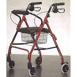Invacare Value Four Wheel Rolling Walker Rollator Burg/Red