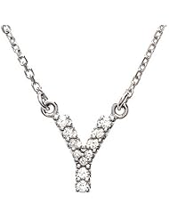 14K White Gold Diamond Initial Necklace "Y" -- LIFETIME WARRANTY